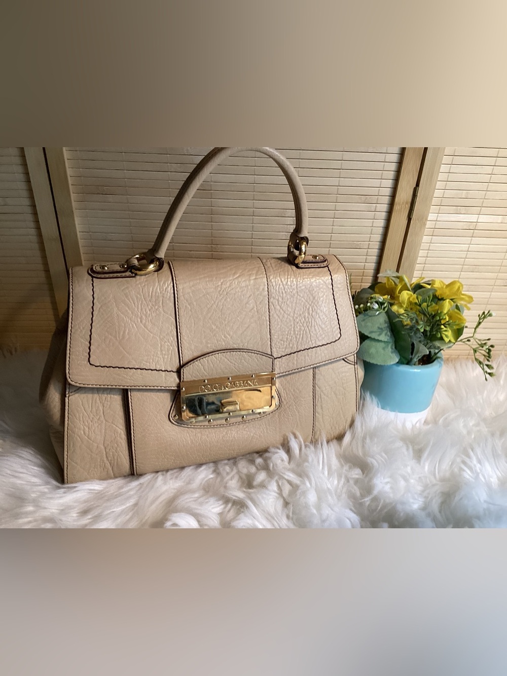 Dolce & Gabbana Grainy Leather Top-Handle Satchel Bag